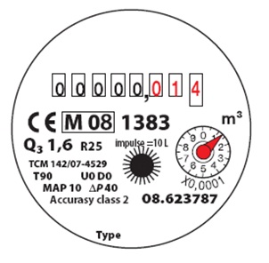 Štítek vodoměru del mid