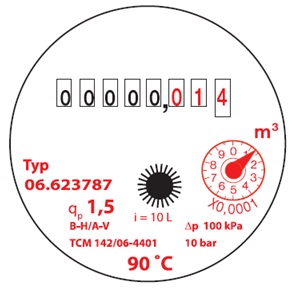 Vzhled štítku vodoměru
